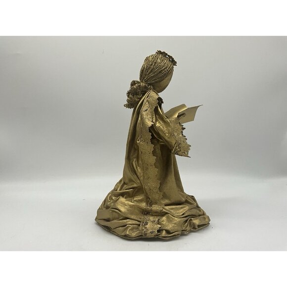 MCM Gold Angels Materials Starched and Hand Painted Antique Gold Set of 3 VTG - Picture 12 of 16